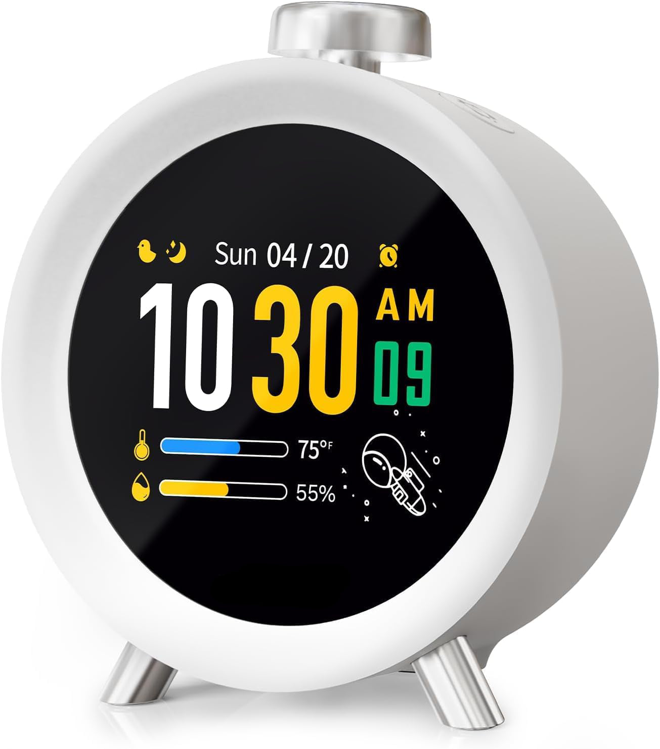 Twisto White Alarm Clock with White Noise